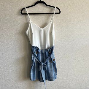 White & Blue Romper